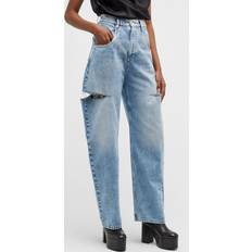 Cutout high-rise wide-leg jeans in black - Maison Margiela