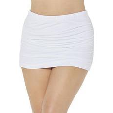 White Swimsuits Swimsuits For All Plus Women's Shirred High Waist Swim Skirt in (Size 10)