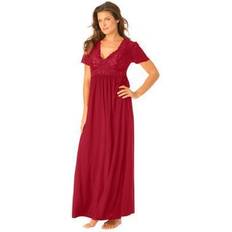 Amoureuse Plus Women's Long Lace Top Stretch Knit Gown in Classic (Size 2X)