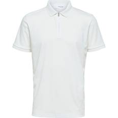Hvite - XL Pikéskjorter Selected Homme polo med lynlås Cloud dancer