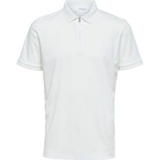 Hvite - XXL Pikéskjorter Selected Homme polo med lynlås Cloud dancer