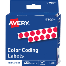 Avery Permanent Self-Adhesive Color-Coding Labels, 1/4" Dia, Red, 450/Pack