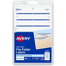 Blue Labels Avery 5200 11/16" x 3 7/16" White Dark Blue Rectangular Write-On Printable 1/3 Cut File Folder Labels 252/Pack