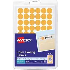 Avery Removable Self-Adhesive Color-Coding Labels, 1/2" Dia, Neon Orange, 840/Pack