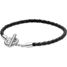 Damen Schmuck Pandora Moments Braided Bracelet with T Clasp - Silver/Black