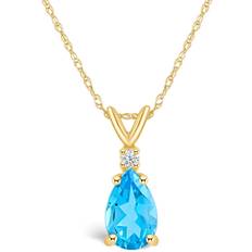 Celebration Gems Accent Pendant Necklace - Gold/Topaz/Diamond