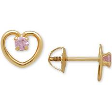 Macy's Children - Gold Earrings Macy's Open Heart Screwback Stud Earrings - Gold/Pink