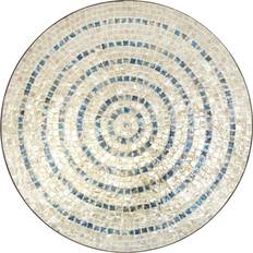Olivia & May Natural Wood and Shell Round Mosaic Tan/Black