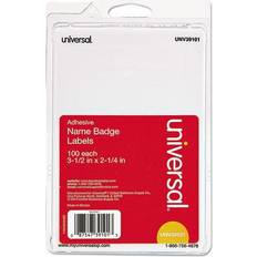 Universal Plain Self-Adhesive Name Badges, 3 1/2 x 2 1/4, White, 100/Pack