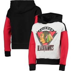 Outerstuff Girls Youth Heathered Gray/Black Chicago Blackhawks Let Get Loud Pullover Hoodie
