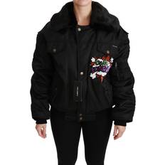 Dolce & Gabbana Red Outerwear Dolce & Gabbana Queen Crown Sequined Bomber Women's Jacket