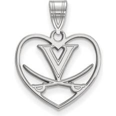 LogoArt Virginia Cavaliers Primary Logo Heart Pendant - Silver