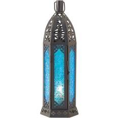 Lanterns Zingz & Thingz 13" Iron Floret Outdoor Blue Lantern