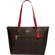 Coach Gallery Tote in Signature Canvas - Gold/Brown/1941 Red
