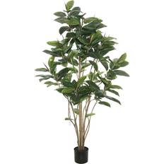 Glass Christmas Trees Vickerman 5' Potted Artificial Green Rubber Tree Features 132 Leaves Unisex Christmas Tree