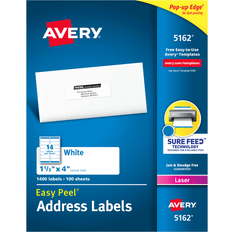 Avery Label Makers & Labeling Tapes Avery 5162 Laser Address Labels, 1-1/3 x 4" White 1,400 Labels