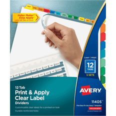 Avery 11405 Index Maker 12-Tab Multi-Color Divider Set with Clear Label Strip 5/Pack