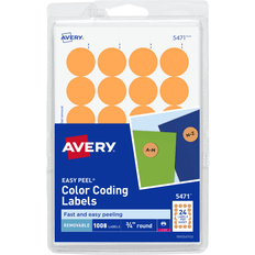 Avery 5471 3/4" Neon Orange Round Removable Write-On Printable Labels 1008/Pack