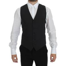 Dolce & Gabbana Men Vests Dolce & Gabbana Mens Gray Wool Stretch Vest