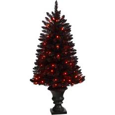 Black Christmas Trees Nearly Natural 4 Ft. Black Halloween Tree with 100 Orange LED Lights Christmas Tree