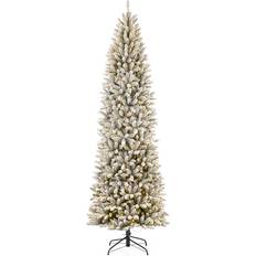 Christmas Trees GlitzHome 9' Slim Pine Pre-Lit Artificial Multi Multi 9 Ft Christmas Tree