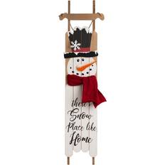 GlitzHome Wooden Christmas Snowman Porch Sign Decoration 42.1"