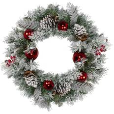 Michael Flocked Pine Ball Berries & Cedar Wreath Decoration 24"