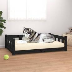 Hundebetten, Hundedecken & Kühlmatten - Kleintiere Haustiere vidaXL Dog Bed Black 105.5x75.5x28 Solid Wood Pine