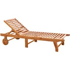 Patio Furniture OutSunny Foldable & Weather Resistant Outdoor Chaise Lounge Teak