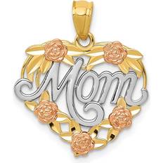 Gold - Men Charms & Pendants Finest Gold Mom Heart Pendant - Gold/Silver