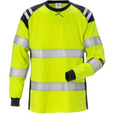 Dame - Gule Overdeler Fristads Flamestat Long Sleeve T-Shirt Woman Class 7097 TFLH (High Vis Yellow/Navy)