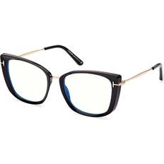 Tom Ford Adult Glasses Tom Ford 53mm Cat Eye Blue Light Blocking in Shiny Black
