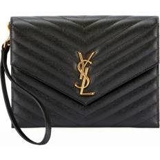 Women Clutches Saint Laurent YSL Monogram Flap Clutch Bag - Black