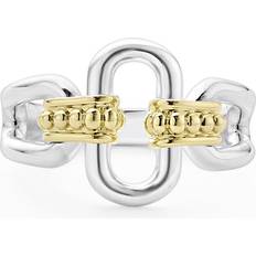 Lagos 18K & Sterling Signature Caviar Link Ring Silver/Gold