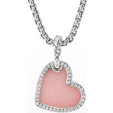 David Yurman Elements Heart Pendant - Silver/Diamonds/Opal