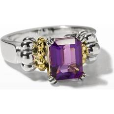 Glacier 9x7mm Gemstone Two-Tone Ring AMETHYST