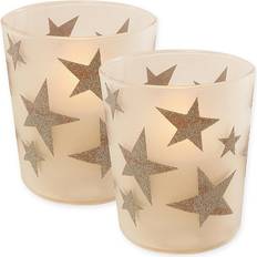 Glass Candles & Accessories LumaBase Silver Stars LED Candle 4" 2