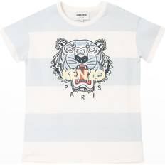 Lomme T-skjorter Kenzo Boy's Striped Tiger Logo T-shirts- Pale Blue (K25649)