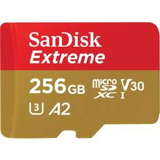 256 GB Memory Cards SanDisk Extreme microSDXC Class 10 UHS-I U3 V30 A2 160/90MB/s 256GB +Adapter