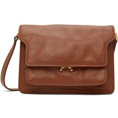 Marni Trunk Medium Leather Shoulder Bag In Moca