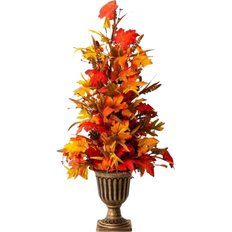 Garden Ornaments GlitzHome Fall Lighted Maple Leaves Urn Potted Porch Artificial Tree 36"