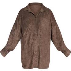 PrettyLittleThing Toweling Oversized Shirt - Brown