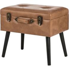 GlitzHome Leathaire Foot Stool 19.8"