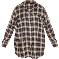 PrettyLittleThing Oversized Checked Shirt - Choc Brown