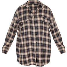 PrettyLittleThing L Shirts PrettyLittleThing Oversized Checked Shirt - Choc Brown