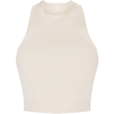 PrettyLittleThing White T-shirts & Tank Tops PrettyLittleThing Soft Rib Knit Racer Tank Top - Cream