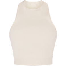 PrettyLittleThing Tank Tops PrettyLittleThing Soft Rib Knit Racer Tank Top - Cream