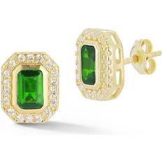Saks Fifth Avenue Double Piercing Huggie Earring - Gold/Green/Transparent