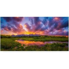 16 x 32 wall art Trademark Fine Art Darren White Photography 'Grand Sunset in the Tetons' Canvas 16x32 Wall Decor