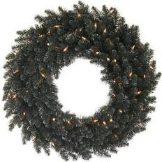 Christmas Trees Vickerman 432877 24" Black Fir 50 Warm White LED Lights Christmas Wreath (K161825LED)